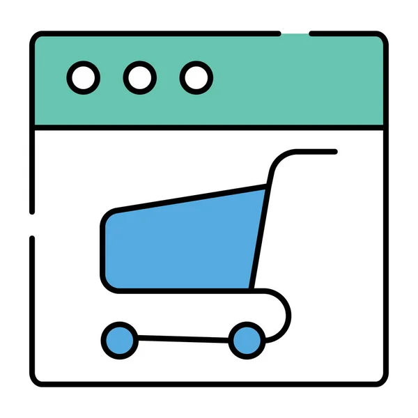 Pushcart Webpagina Platte Ontwerp Icoon Van Het Winkelen Website — Stockvector