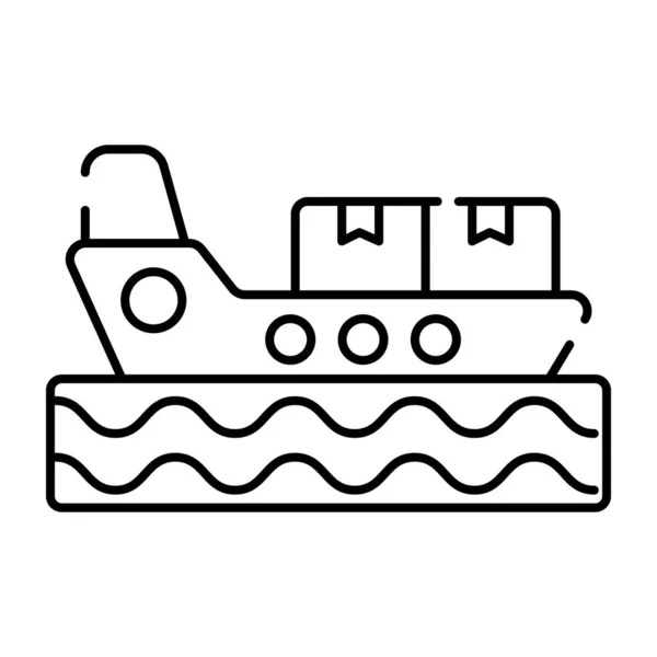 Linear Design Icon Cargo Boat — Stock Vector
