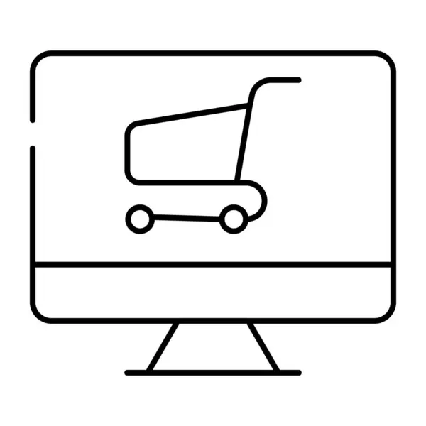 Warenkorb Monitor Lineare Design Ikone Des Shopping — Stockvektor