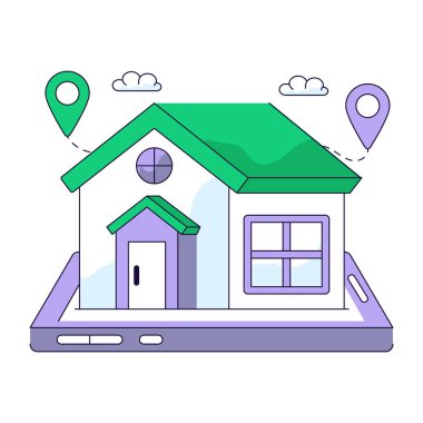 House with pointer, illustration of home location