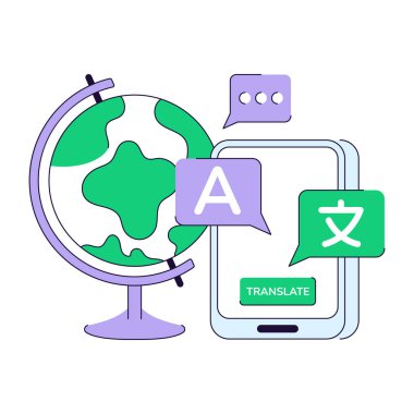 Dil çevirici illüstrasyonunun vektör tasarımı