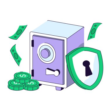 Modern design illustration of secure vault
