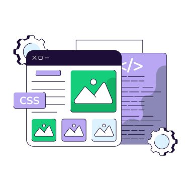 Conceptual flat line design illustration of web landscape