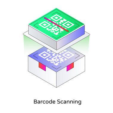 A isometric design icon of qr code scan