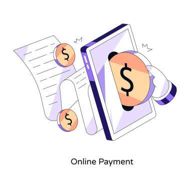 Mobil ödeme çizimi, düzenlenebilir vektör