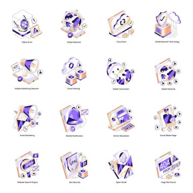 Sosyal Ağ Isometric Resimleri