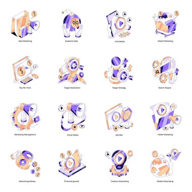 Isometric Illustrations 'ın Reklamcılık Seti