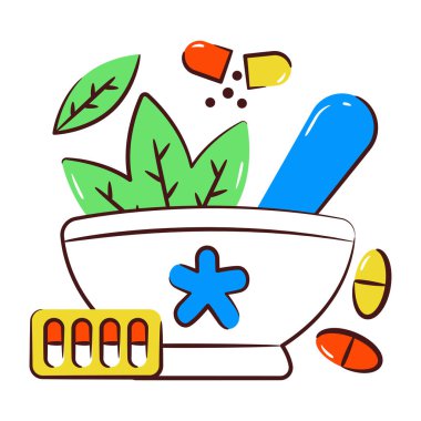 Modern design illustration of pestle mortar