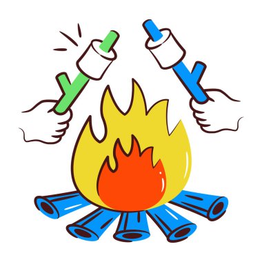 Kavramsal karalama tasarımı simgesi. Kızarmış marşmelov.