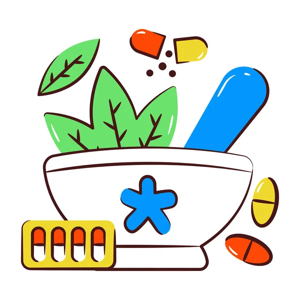 Modern design illustration of pestle mortar