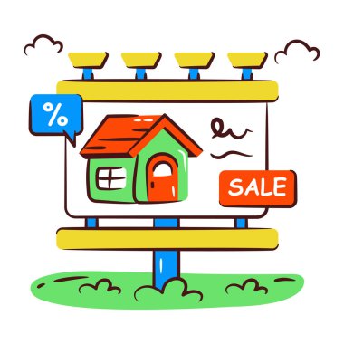 Mülk reklamının yaratıcı tasarım simgesi