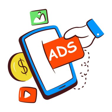 Premium download icon of mobile paid ad
