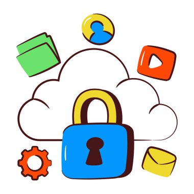 Kilitli bulutların modern tasarım simgesi