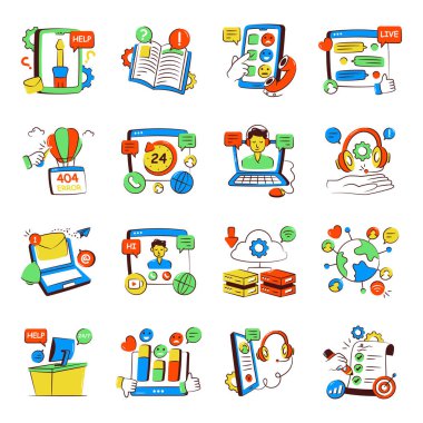 Müşteri Desteği Doodle Simgeleri