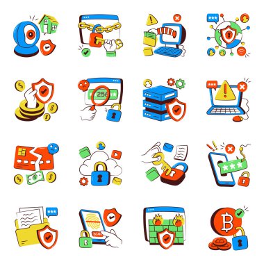 Güvenlik Doodle Simgeleri