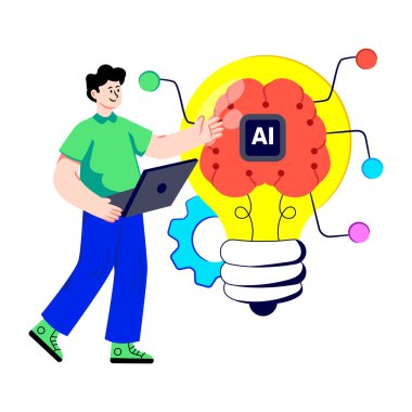 Yaratıcı aklın kavramsal düz tasarım çizimi