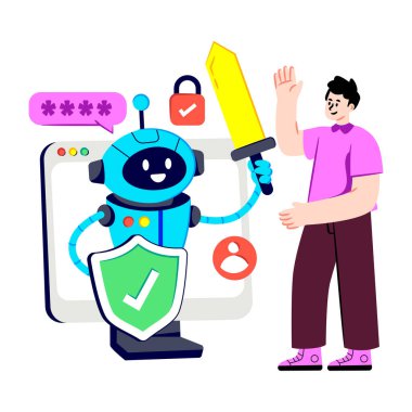 Savaşan robotların yaratıcı tasarım simgesi