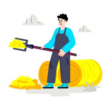 Tarım işçisinin eşsiz bir tasarım çizimi