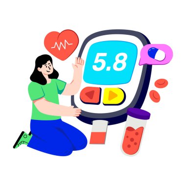 Şeker test makinesi çizimi, glukometrenin düz tasarımı