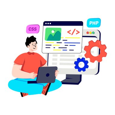 Web programcısının düz tasarım çizimi