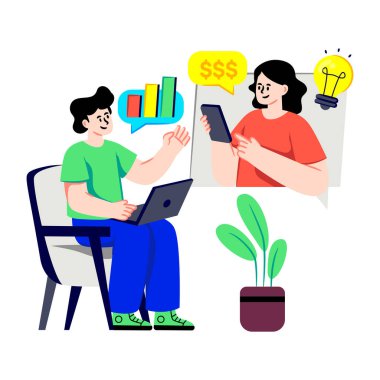 Sanal iş toplantısının modern tasarım illüstrasyonu