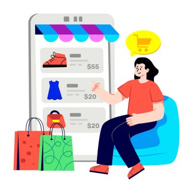 Alışveriş için mükemmel tasarım çizimi