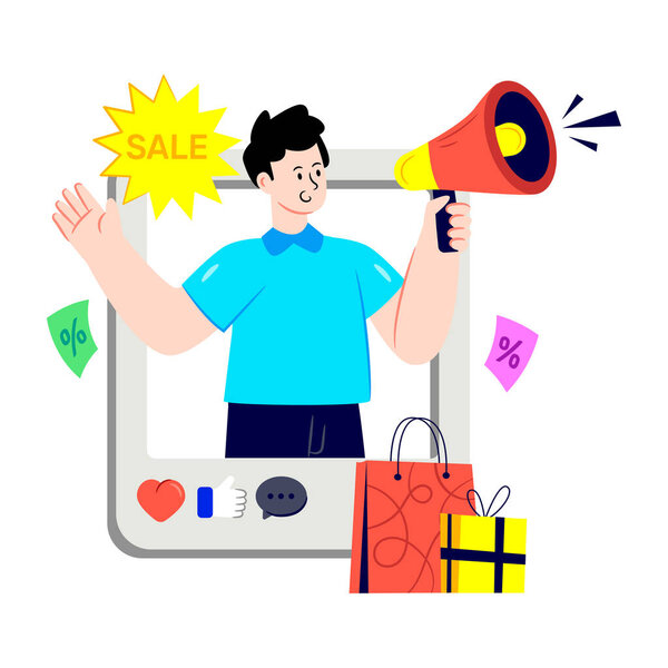 Дизайн стола иллюстрация продвижения продаж