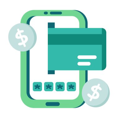 Mobil vektör tasarımında mobil kart ödeme simgesi