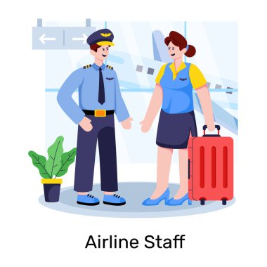 Havayolu personelinin renkli tasarımı.