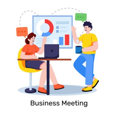 İş toplantısının kavramsal düz tasarım çizimi