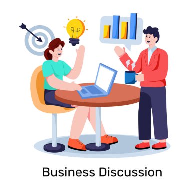 İş fikri tartışmasının kavramsal düz tasarım illüstrasyonu
