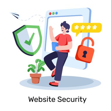 Güvenli web sitesinin modern tasarım çizimi