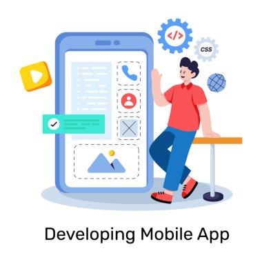 Mobil uygulama geliştiricisinin düzenlenebilir tasarım çizimi