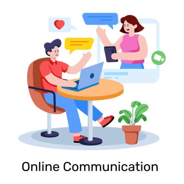 Online aşk sohbetinin düzenlenebilir tasarım illüstrasyonu