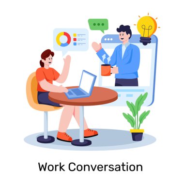 Proje sohbetinin düzenlenebilir tasarım illüstrasyonu