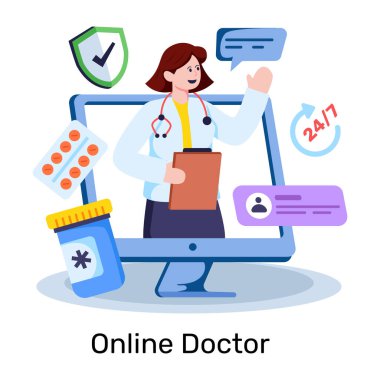Çevrimiçi doktorun benzersiz tasarımı.