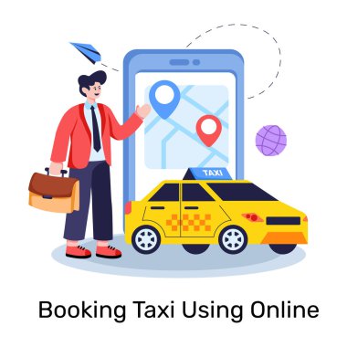 Çevrimiçi taksi konumu için düzenlenebilir tasarım çizimi