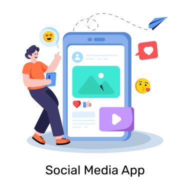 Sosyal medya uygulamasının modern tasarım çizimi