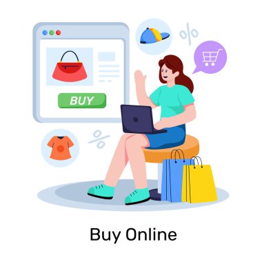 Çevrimiçi alışverişin eşsiz tasarım çizimi