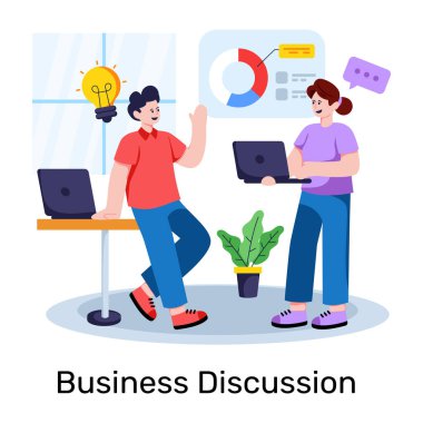 İş tartışmasının eşsiz bir tasarım çizimi