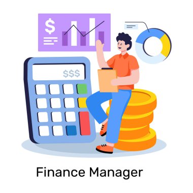 Finans müdürünün illüstrasyon tasarımı