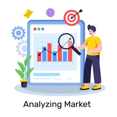 Online pazar analizinin yaratıcı tasarım illüstrasyonu