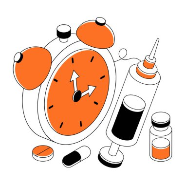 Beyaz arkaplanda izole edilmiş enjeksiyon zamanının bir tasarımı