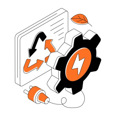 Oklarla iç dişli cıvata, enerji geri dönüşüm yönetiminin çizimi