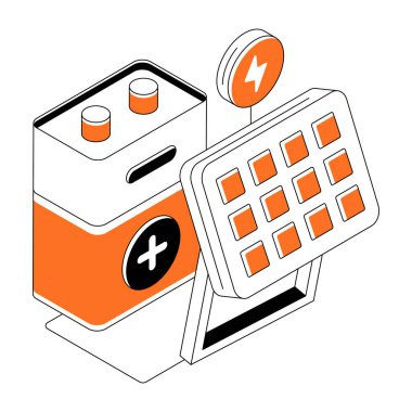 Güneş pilinin izometrik tasarımı