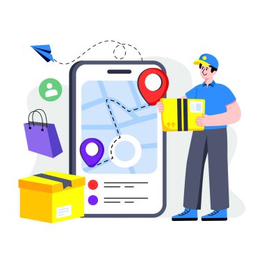 Çevrimiçi paket takibinin modern tasarım çizimi