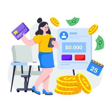 Çek ödemesinin yaratıcı tasarım illüstrasyonu