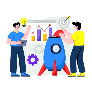 Başlangıç takımının modern tasarım illüstrasyonu