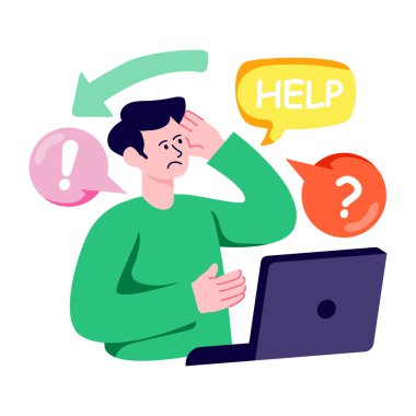 Kafası karışık müşterinin düzenlenebilir tasarım çizimi