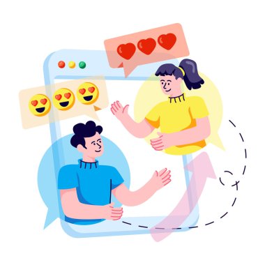 Romantik sohbetin renkli tasarım çizimi